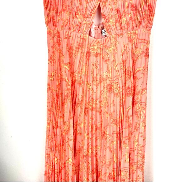 Amur | Chiffon Maxi Dress Pleated Long Flowing Cut Out 6 - Picture 6 of 14